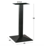 LIMA ΜΕΣΑΙΟΥ ΥΨΟΥΣ 45X45X98εκ.(Π/Ρ)ΒΑΣΗ ΜΕΤΑΛΛΙΚΗ ΜΕ ΡΕΓ/ΡΟΥΣ ΜΑΥΡΗ - Image 2