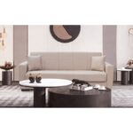 ANIMA LIGHT BROWN ΥΦΑΣΜΑ 3ΘΕΣΙΟΣ ΚΑΝΑΠΕΣ/ΚΡΕΒΑΤΙ ΜΕ ΑΠΟΘ.ΧΩΡΟ 210X80X75εκ.