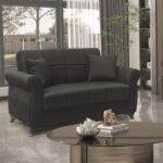 LENA BLACK ΥΦΑΣΜΑ 2ΘΕΣΙΟΣ ΚΑΝΑΠΕΣ/ΚΡΕΒΑΤΙ ΜΕ ΑΠΟΘ.ΧΩΡΟ 150Χ80Χ75εκ.