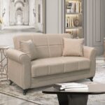 LENA LIGHT BROWN ΥΦΑΣΜΑ 2ΘΕΣΙΟΣ ΚΑΝΑΠΕΣ/ΚΡΕΒΑΤΙ ΜΕ ΑΠΟΘ.ΧΩΡΟ 150Χ80Χ75εκ.