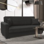 ANIMA BLACK ΥΦΑΣΜΑ 3ΘΕΣΙΟΣ ΚΑΝΑΠΕΣ/ΚΡΕΒΑΤΙ ΜΕ ΑΠΟΘ.ΧΩΡΟ 210X80X75εκ.