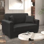 ANIMA BLACK ΥΦΑΣΜΑ 2ΘΕΣΙΟΣ ΚΑΝΑΠΕΣ/ΚΡΕΒΑΤΙ ΜΕ ΑΠΟΘ.ΧΩΡΟ 150Χ80Χ75εκ.