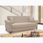 LENA LIGHT BROWN ΥΦΑΣΜΑ 3ΘΕΣΙΟΣ ΚΑΝΑΠΕΣ/ΚΡΕΒΑΤΙ ΜΕ ΑΠΟΘ.ΧΩΡΟ 210X80X75εκ.