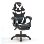 A9937 ΜΑΥΡΟ/ΛΕΥΚΟ PVC ΠΟΛΥΘΡΟΝΑ GAMING/ΜΕ ΥΠΟΠΟΔΙΟ 64X59X43-112/53-125εκ.