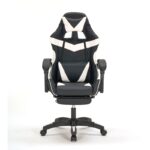 A9937 ΜΑΥΡΟ/ΛΕΥΚΟ PVC ΠΟΛΥΘΡΟΝΑ GAMING/ΜΕ ΥΠΟΠΟΔΙΟ 64X59X43-112/53-125εκ. - Image 2