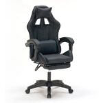 A9937 ΜΑΥΡΟ PVC ΠΟΛΥΘΡΟΝΑ GAMING/ΜΕ ΥΠΟΠΟΔΙΟ 64X59X43-112/53-125εκ.