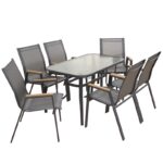 SELBY SET ΤΡΑΠΕΖΑΡΙΑΣ 7ΤΜΧ ΑΝΘΡΑΚΙ 120Χ70εκ.