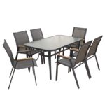 SELBY SET ΤΡΑΠΕΖΑΡΙΑΣ 7ΤΜΧ ΑΝΘΡΑΚΙ 140Χ80εκ.