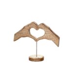 Διακοσμητικό ArteLibre Χέρια Σχηματίζουν Καρδιά Σε Βάση Φυσικό Ξύλο 7.5x19.5x20.5cm