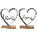 Διακοσμητικό ArteLibre Καρδιά 'Home/Love' Σε Βάση Ασημί Αλουμίνιο/Ξύλο 6x18x16cm Σε 2 Σχέδια - Image 2