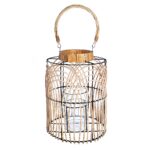 Φανάρι ArteLibre Φυσικό/Μαύρο Rattan/Μέταλλο 33cm