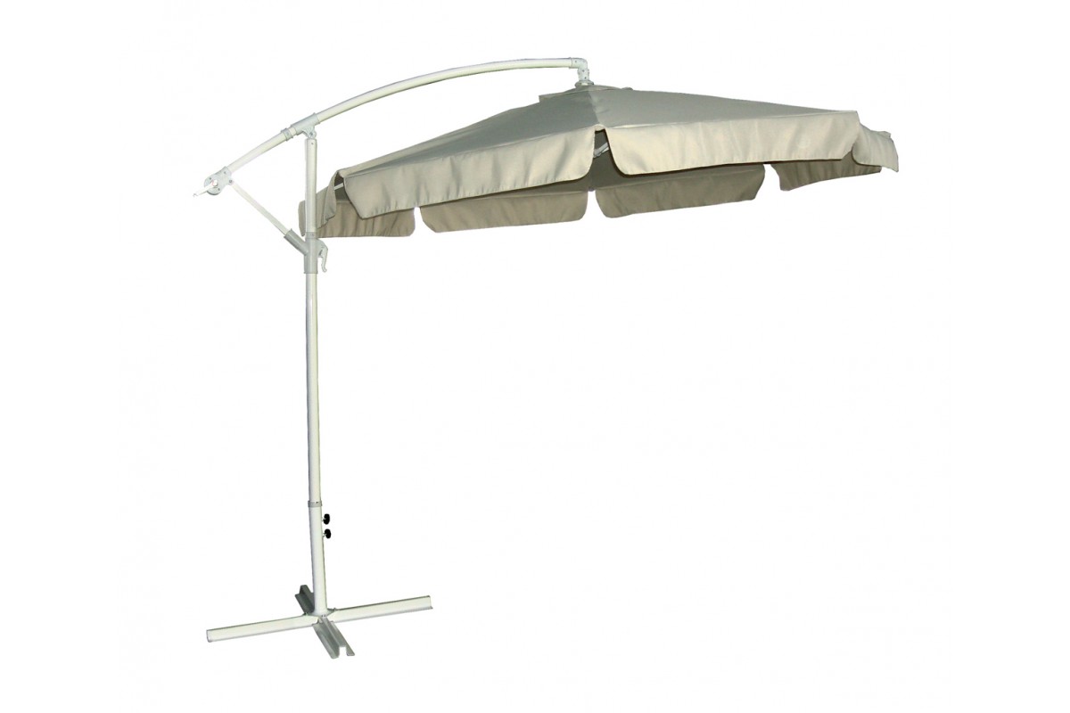 100-00131 Ομπρέλα στρόγγυλη κρεμαστή 3 μέτρα με αδιάβροχο ύφασμα σε εκρού χρώμα - Image 1