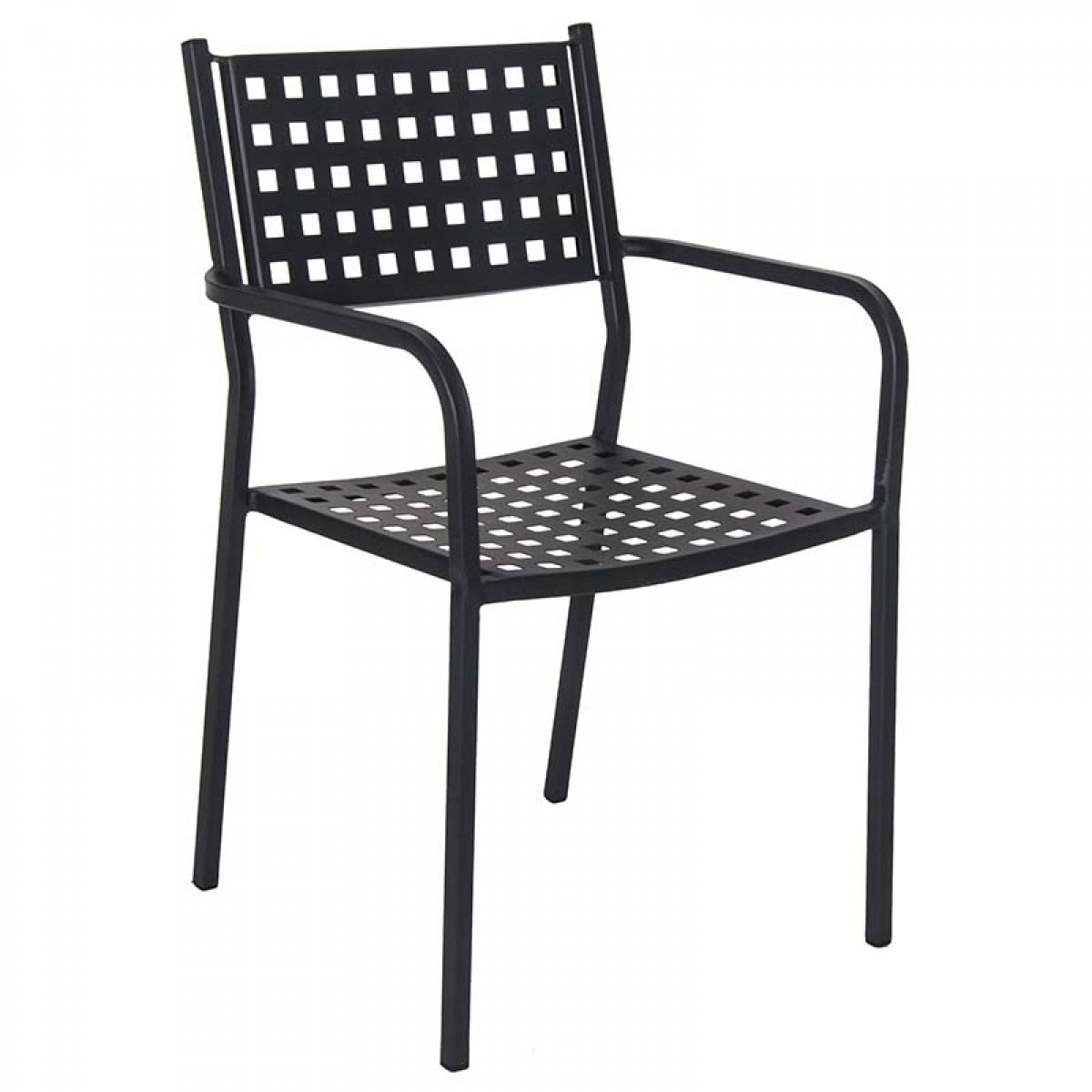 100-00135 Πολυθρόνα "POLLINA" μεταλλική σε χρώμα ανθρακί 54x51x84 - Image 1