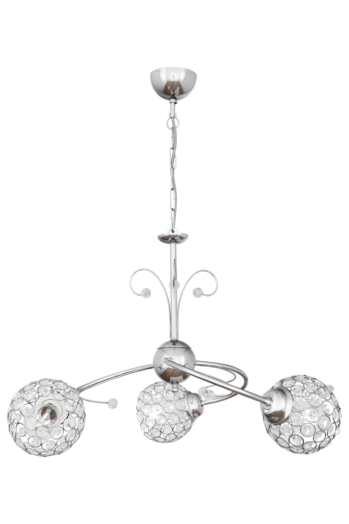 100-02526 Φωτιστικό τρίφωτο "CAROLINA PLUS" μεταλλικό σε χρώμα ασημί Φ52 Ε27 - Image 1