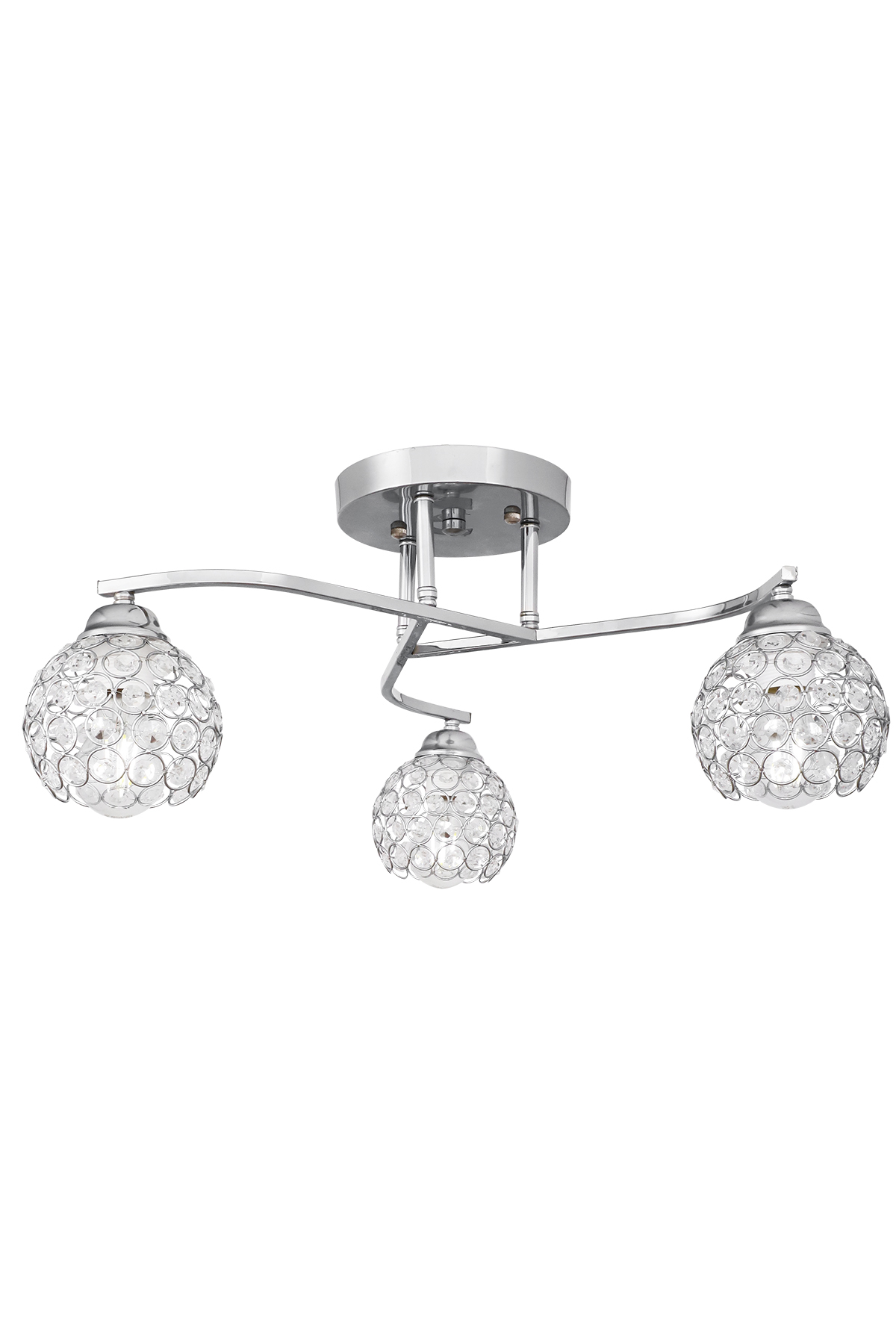 100-02530 Φωτιστικό τρίφωτο "CAROLINA PLUS" μεταλλικό σε χρώμα ασημί Φ50 Ε27 - Image 1