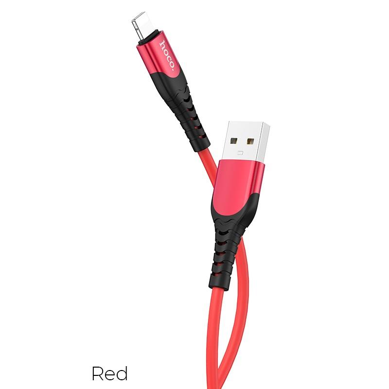 13761 HOCO U80 COOL SILICONE CHARGING CABLE FOR LIGHTNING, ΚΟΚΚΙΝΟ - Image 1