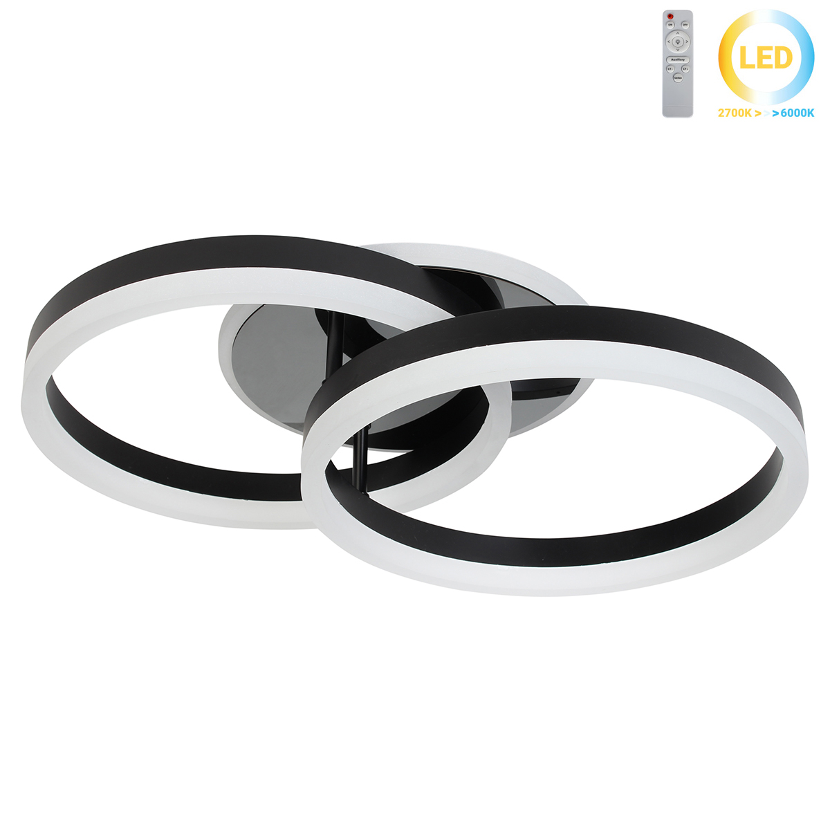 142-129-1 Φωτιστικό οροφής LED 48Χ30Χ13 εκ. 104W μαύρο με controller - KESKOR 868450 - Image 1