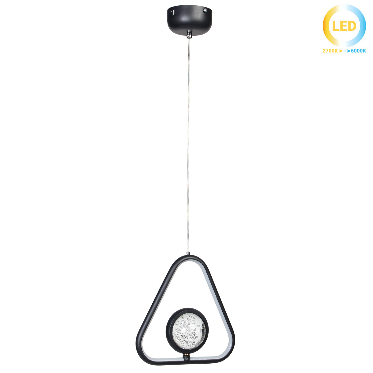 142-274 Φωτιστικό κρεμαστό LED 36W 23Χ23Χ7 εκ. μαύρο με γυάλινη μπάλα - KESKOR 581493 - Image 1
