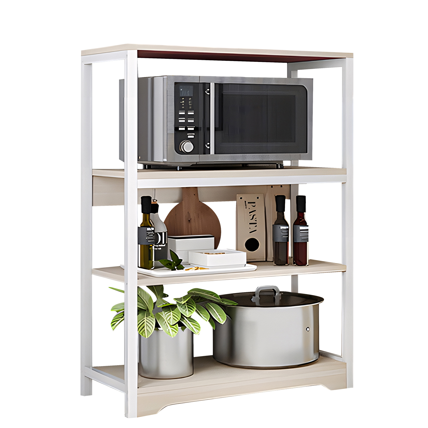 14370231 Ραφιέρα Κουζίνας ArteLibre WALRUS Maple/Λευκό MDF/Μέταλλο 60x30x100cm - Image 1