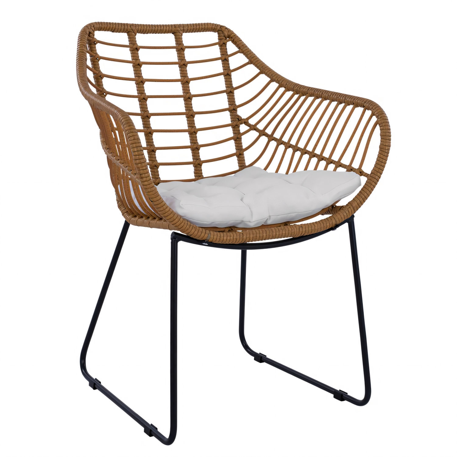14510058 Πολυθρόνα Κήπου ArteLibre ABURIUS Φυσικό/Μαύρο Rattan/Μέταλλο 63x60x83.5cm - Image 1