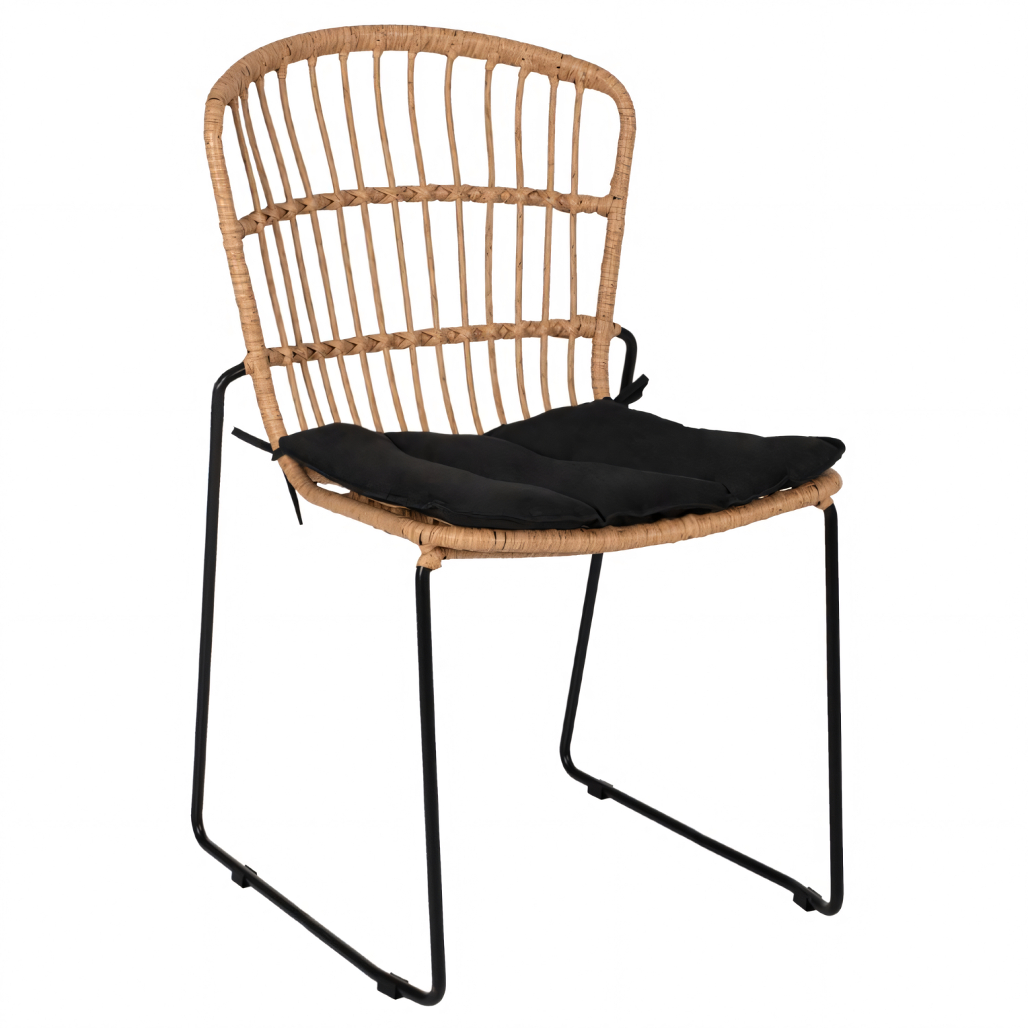 14510060 Καρέκλα Κήπου ArteLibre ALFENUS Φυσικό/Μαύρο Rattan/Μέταλλο 50x55x84cm - Image 1