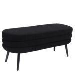 Παγκάκι Ottoman ArteLibre TONDO Μαύρο Ύφασμα Teddy/Μέταλλο 42x112x44cm - Image 2