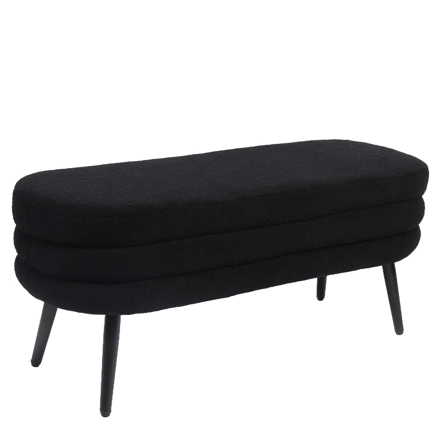 14770100-6 Παγκάκι Ottoman ArteLibre TONDO Μαύρο Ύφασμα Teddy/Μέταλλο 42x112x44cm - Image 1
