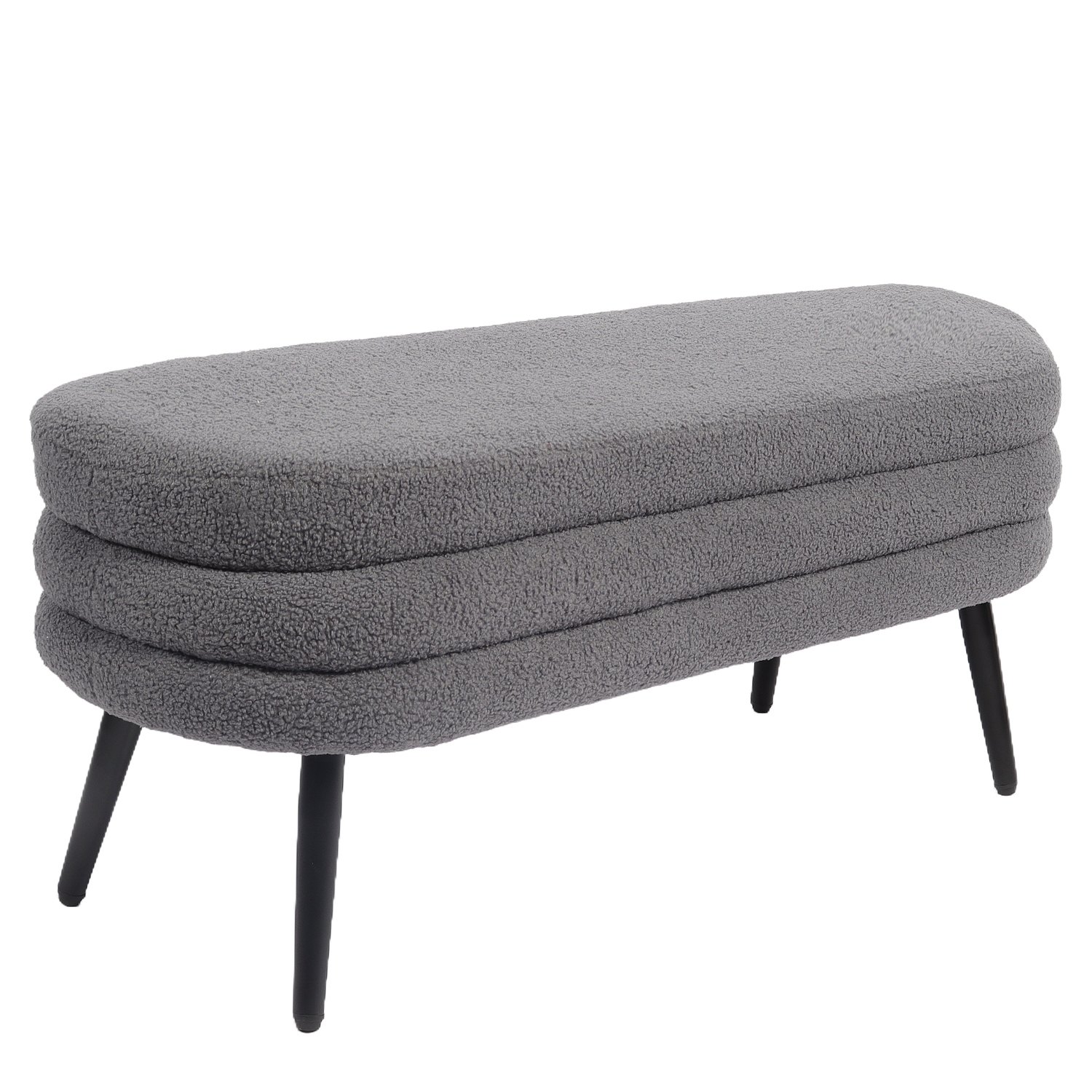 14770101-6 Παγκάκι Ottoman ArteLibre TONDO Γκρι Ύφασμα Teddy/Μέταλλο 42x112x44cm - Image 1