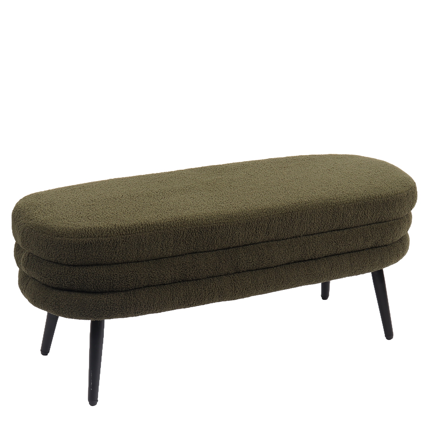 14770102-7 Παγκάκι Ottoman ArteLibre TONDO Πράσινο Ύφασμα Teddy/Μέταλλο 42x112x44cm - Image 1