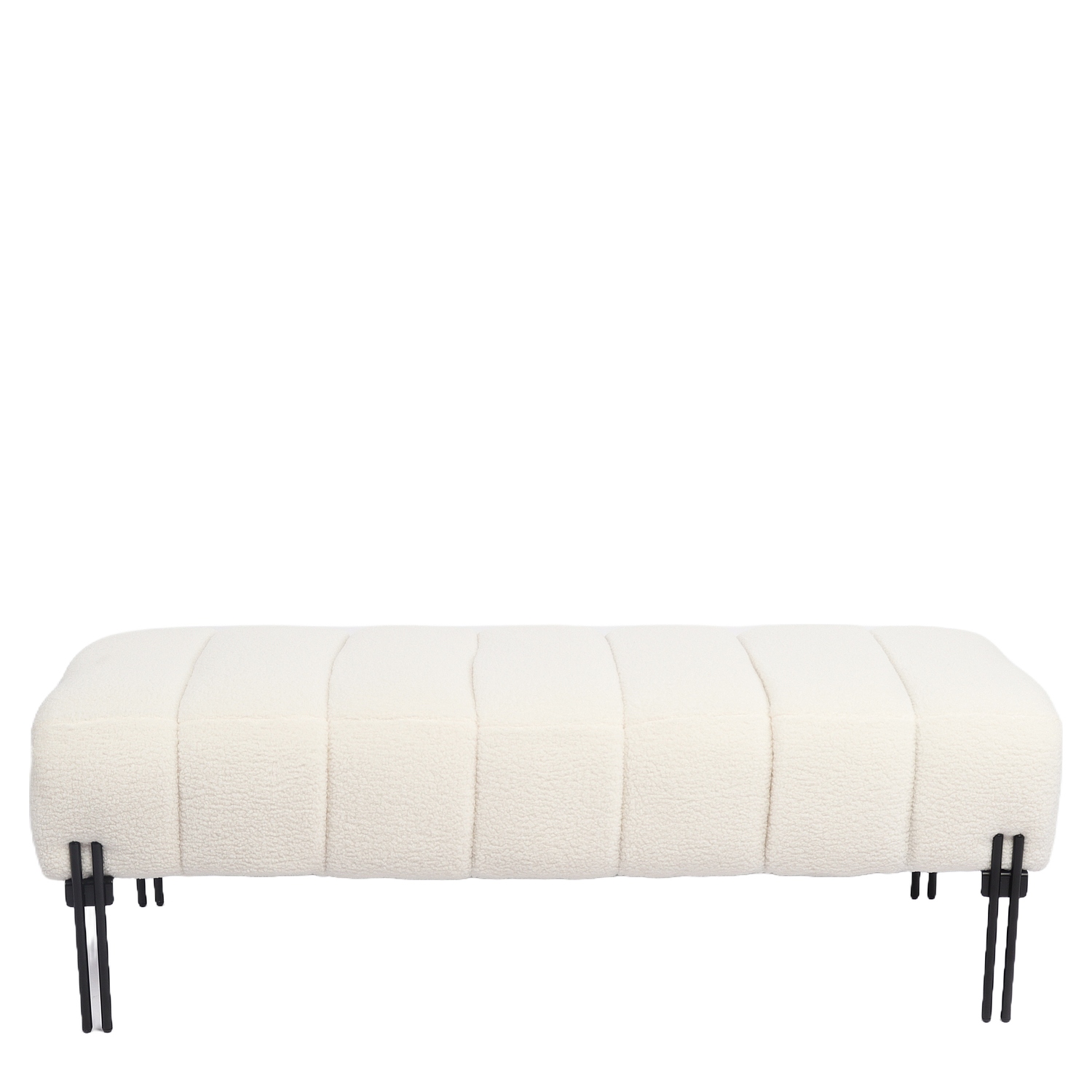 14770103-5 Παγκάκι Ottoman ArteLibre KUBO Λευκό Ύφασμα Teddy/Μέταλλο 40x116.5x50cm - Image 1
