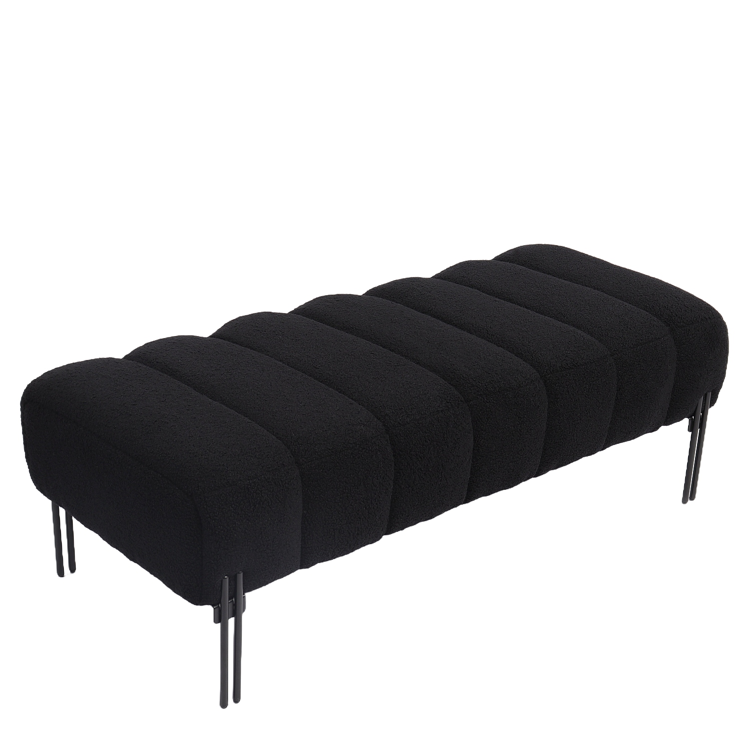 14770104-6 Παγκάκι Ottoman ArteLibre KUBO Μαύρο Ύφασμα Teddy/Μέταλλο 40x116.5x50cm - Image 1