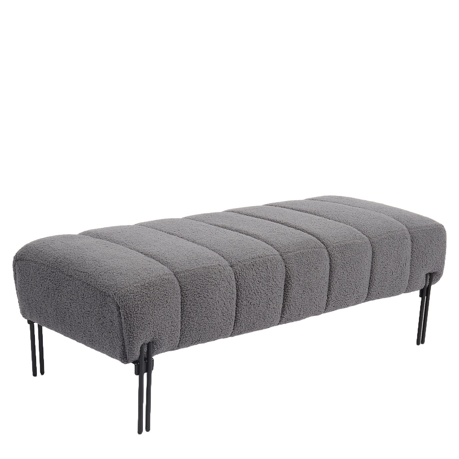 14770105-1 Παγκάκι Ottoman ArteLibre KUBO Γκρι Ύφασμα Teddy/Μέταλλο 40x116.5x50cm - Image 1