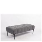 Παγκάκι Ottoman ArteLibre KUBO Γκρι Ύφασμα Teddy/Μέταλλο 40x116.5x50cm - Image 2