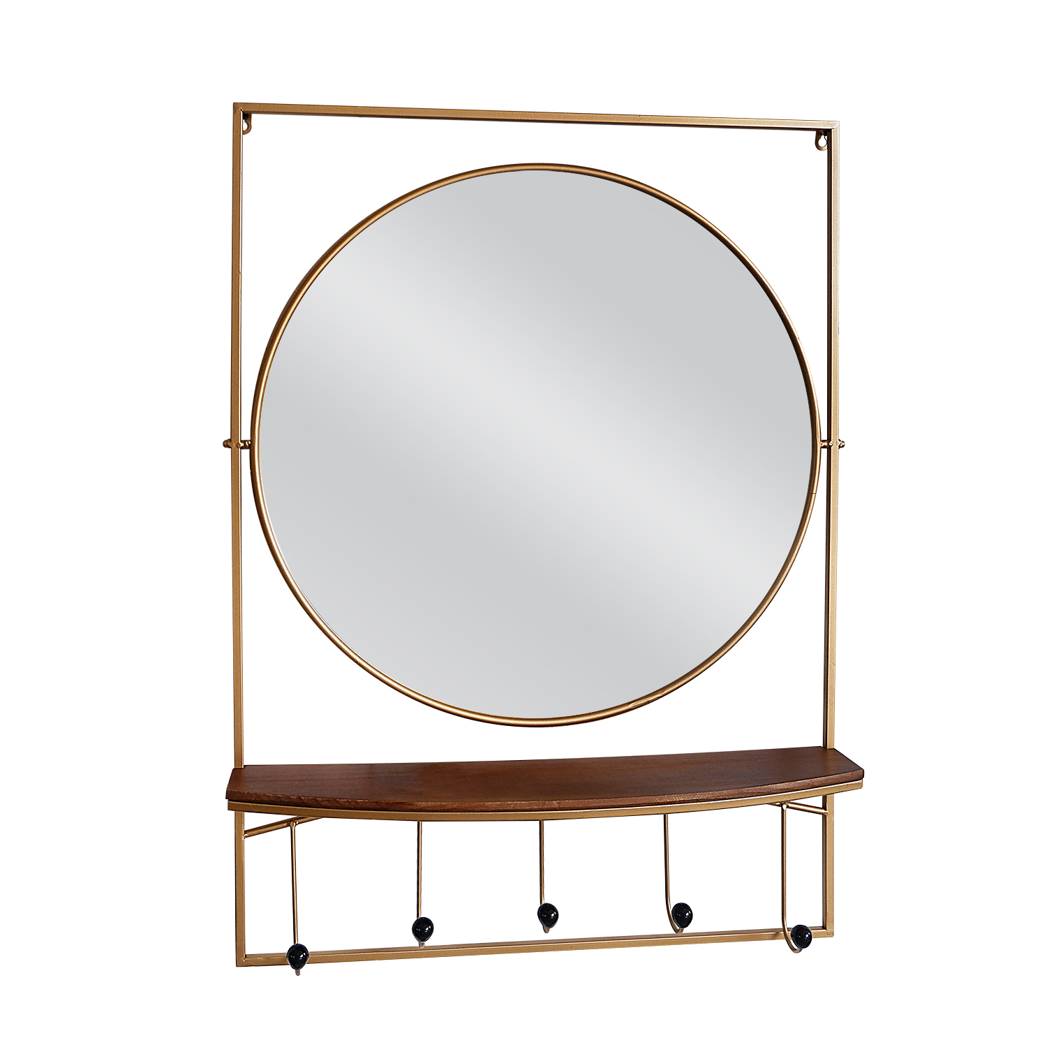 14790039 Καθρέπτης Τοίχου ArteLibre Με Κρεμάστρα ELROS Χρυσό Μέταλλο/Γυαλί 63x12x87.5cm - Image 1