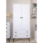 Ντουλάπα Δίφυλλη ArteLibre AMARI Λευκό Μοριοσανίδα 82x48x180cm - Image 2