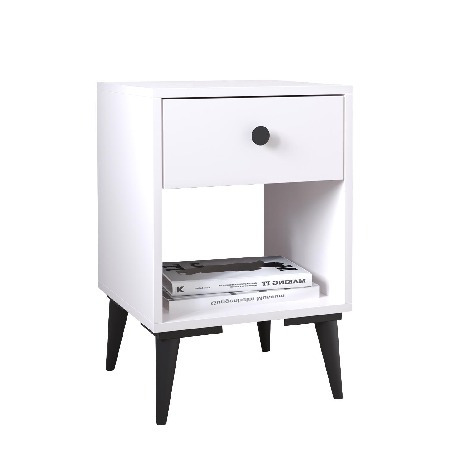 14870064 Κομοδίνο ArteLibre AMARI Λευκό Μοριοσανίδα 43x43x67.5cm - Image 1