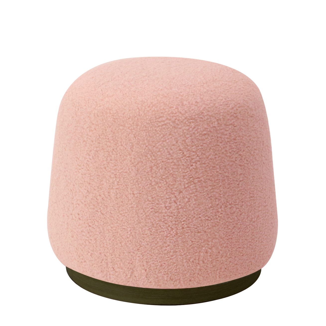 14940006 Σκαμπό ArteLibre NEPENTHES Με Ξύλινη Βάση Ροζ Ύφασμα Teddy 43x43x36cm - Image 1