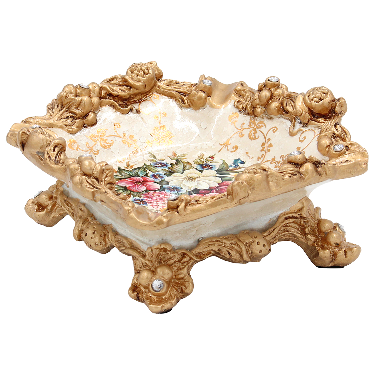 170-013 Τασάκι διακοσμητικό Polyresin 18Χ18Χ8 εκ. Floral - KESKOR 66003 - Image 1