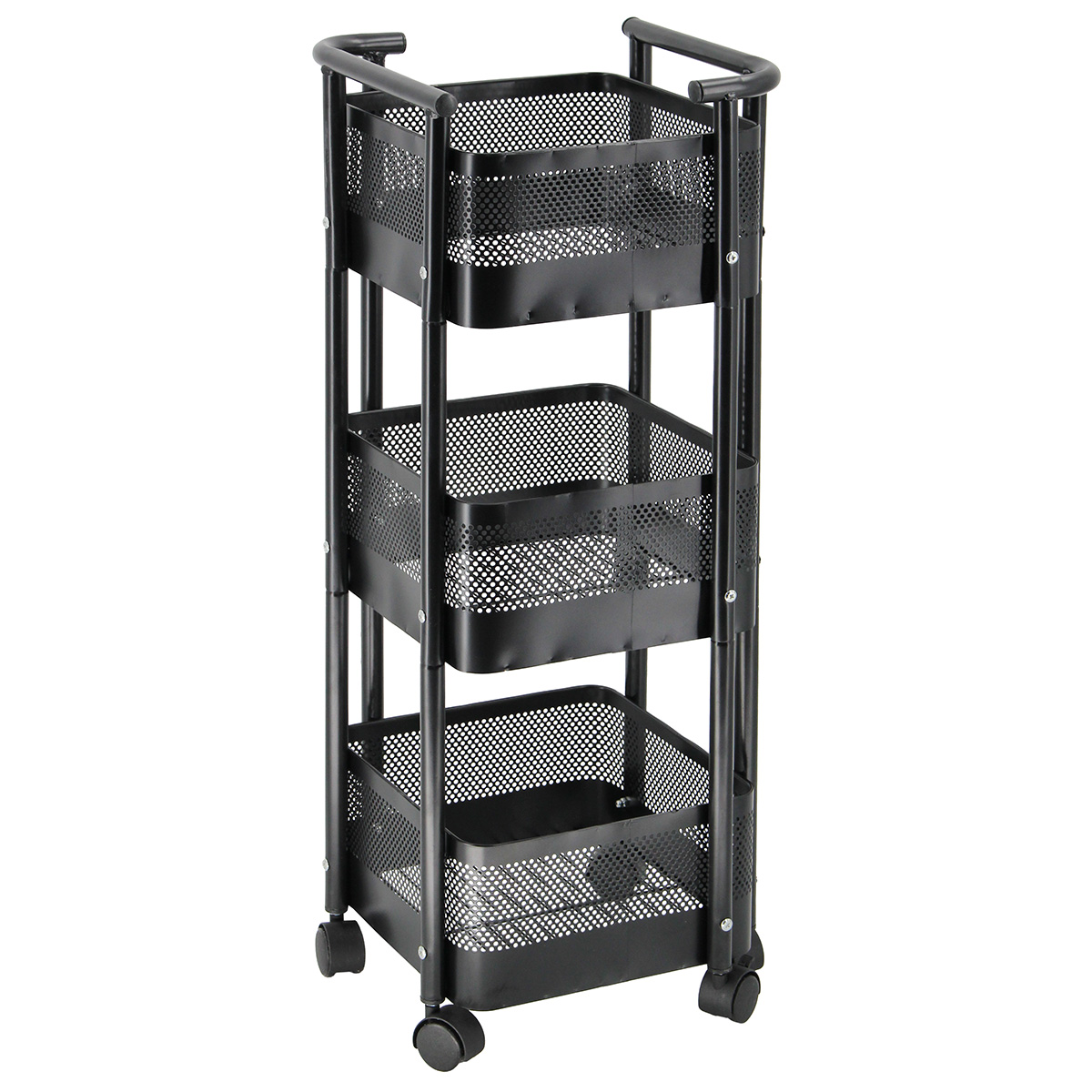 170-297 Τρόλεϊ - μανάβης μεταλλικός 30Χ30Χ80 εκ. μαύρος με 3 καλάθια - KESKOR 51381 - Image 1