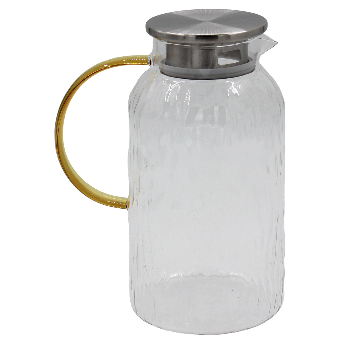 172-078 Κανάτα γυάλινη 2000 ml 17Χ11,5Χ23,5 εκ. Διάφανη με ΙΝΟΧ καπάκι - KESKOR 54372 - Image 1