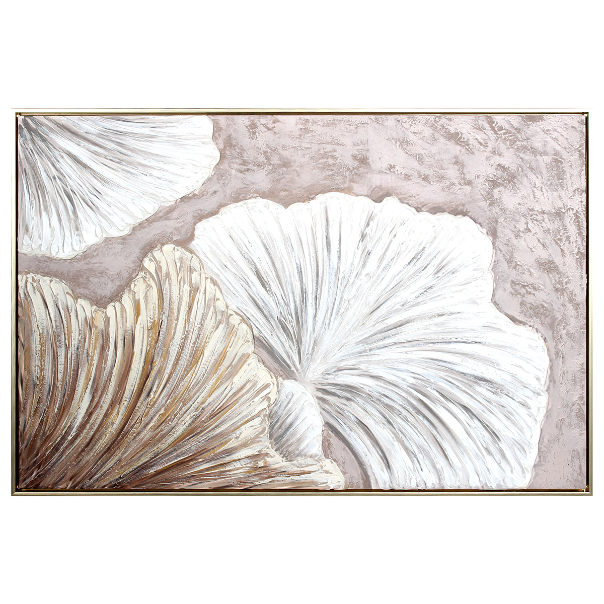 178-100 Πίνακας τοίχου καμβά χειροποίητος με ελαιογραφία 90Χ60 εκ. ανάγλυφος με χρυσή κορνίζα - KESKOR 82583 - Image 1