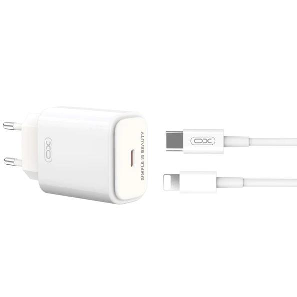 21552 XO L90B ΦΟΡΤΙΣΤΗΣ 20W, PD, 1 ΘΥΡΑ, ΜΕ ΚΑΛΩΔΙΟ LIGHTNING - Image 1