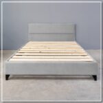 Κρεβάτι διπλό "PALERMO" από ύφασμα σε χρώμα γκρι του πάγου 150x200x92