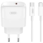 XO L136 ΦΟΡΤΙΣΤΗΣ  PD20W, 1 ΘΥΡΑ, ΜΕ ΚΑΛΩΔΙΟ TYPE-C ΣΕ TYPE-C, ΛΕΥΚΟ