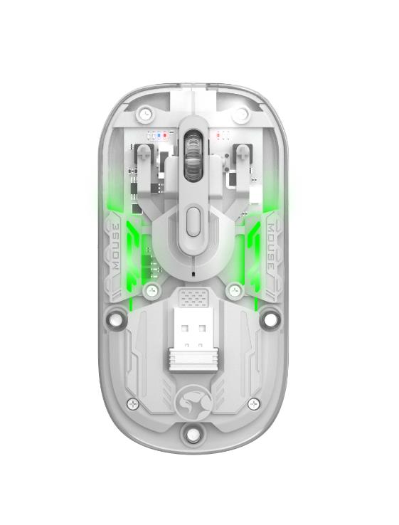 25721 MARVO M808W ΔΙΑΦΑΝΟ ΑΣΥΡΜΑΤΟ 2.4G+ ΠΟΝΤΙΚΙ, RGB, ΑΘΟΡΥΒΟΙ ΔΙΑΚΟΠΤΕΣ - Image 1