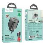 HOCO N41 ALMIGHTY ΦΟΡΤΙΣΤΗΣ PD20W + QC3.0 ΜΕ ΚΑΛΩΔΙΟ PD ΣΕ TYPE-C, 2 ΘΥΡΕΣ , ΜΑΥΡΟΣ