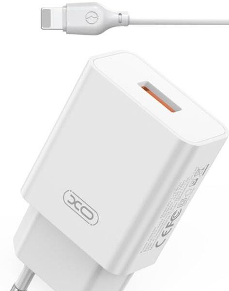 XO L127 ΦΟΡΤΙΣΤΗΣ QC18W, 1 ΘΥΡΑ, ΜΕ ΚΑΛΩΔΙΟ LIGHTNING, ΛΕΥΚΟΣ