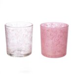 Φανάρι Καταιγίδας Cylindrical "Rose" Λουλουδάτο Pattern Γυάλινο Clear Rose PU 18 Pcs. Assorted H. cm D. 7 cm - Image 2