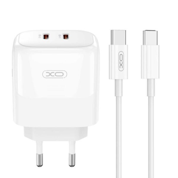 XO L140 GaN NITRIDE ΦΟΡΤΙΣΤΗΣ 35W USB-C , 2 ΘΥΡΕΣ, ΜΕ ΚΑΛΩΔΙΟ TYPE-C, ΛΕΥΚΟΣ