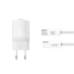 XO L143 ΦΟΡΤΙΣΤΗΣ PD20W, 1 ΘΥΡΑ TYPE-C, ΜΕ ΚΑΛΩΔΙΟ LIGHTNING, ΛΕΥΚΟΣ